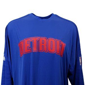 Detroit Pistons Men's Blue NBA Adidas Long Sleeve Shooting Shirt Big & Tall